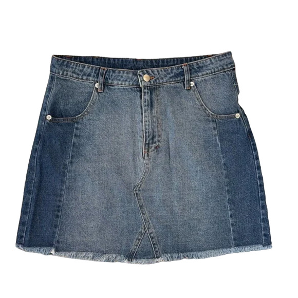 NWT Altar'd State Blue Two-Tone Jean/Denim Mini Skirt - SIZE S - Picture 1 of 10